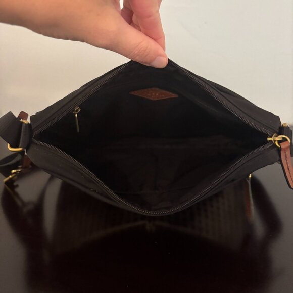 Fossil Bailey Black and White Polka Dot Nylon Canvas Crossbody Shoulder Bag - Picture 12 of 13